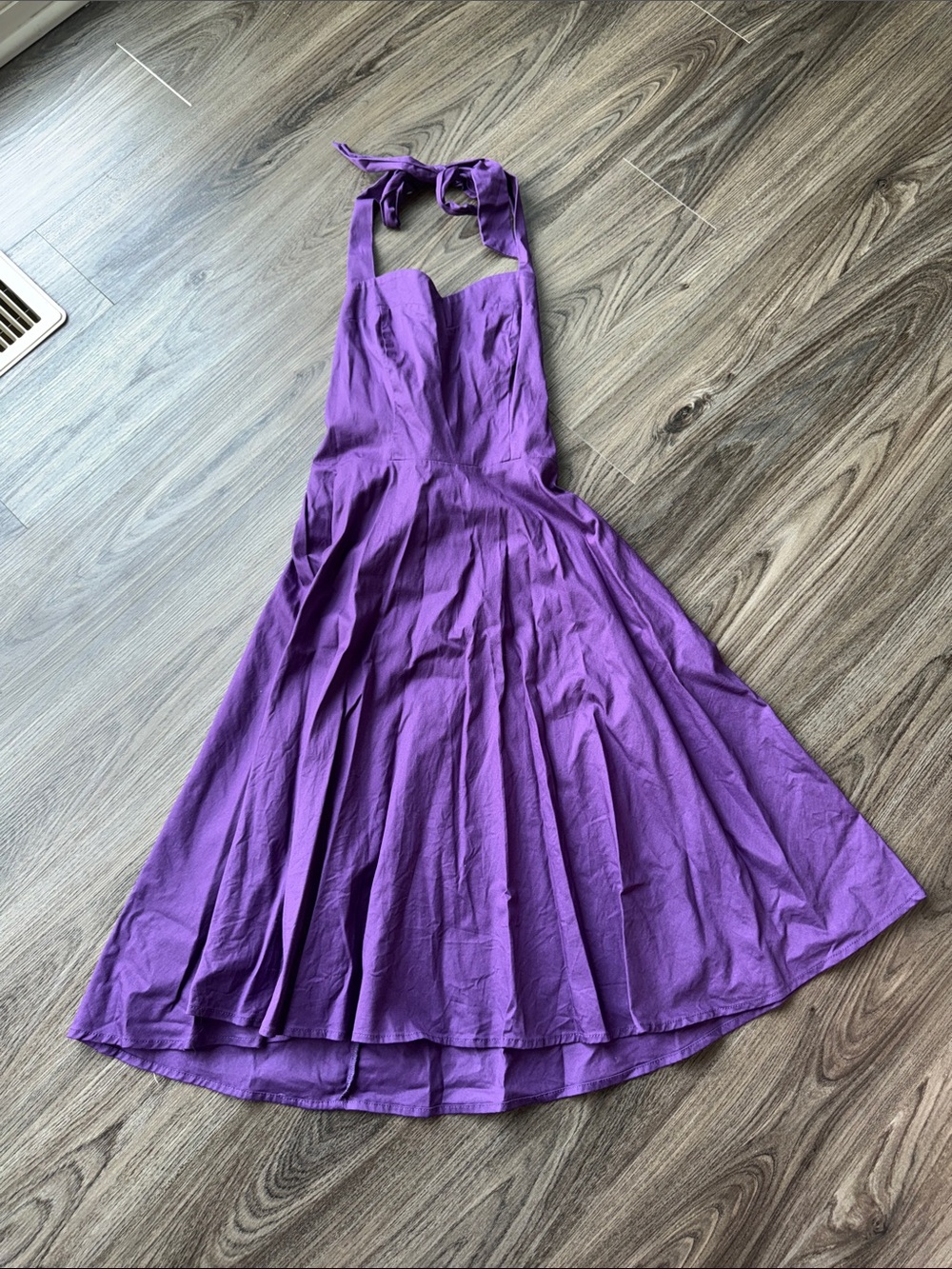 Purple Halter Midi Dress - Elegant Women's Dress